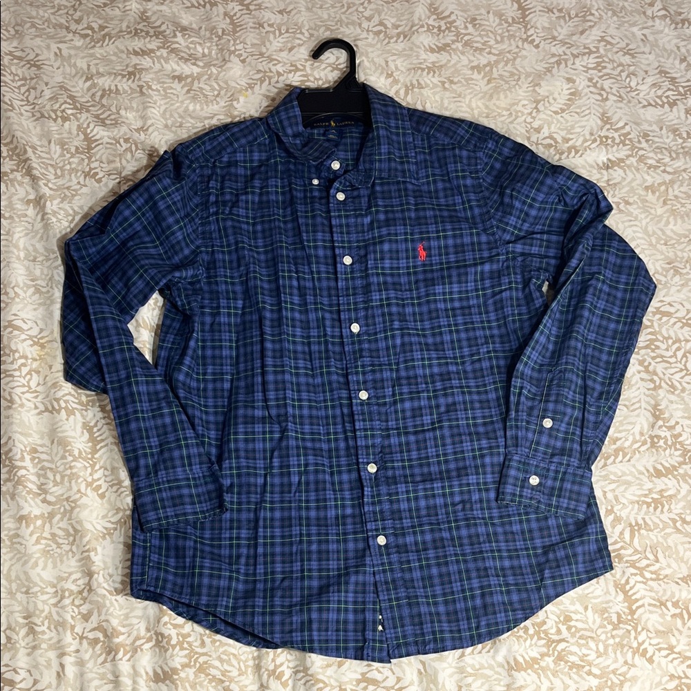 Ralph Lauren XL Navy Checkered Men's Button-Down Shirt